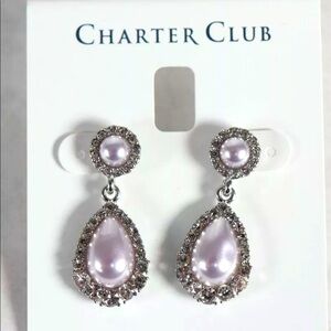 Charter Club Lavender Bead Crystal Drop Earrings